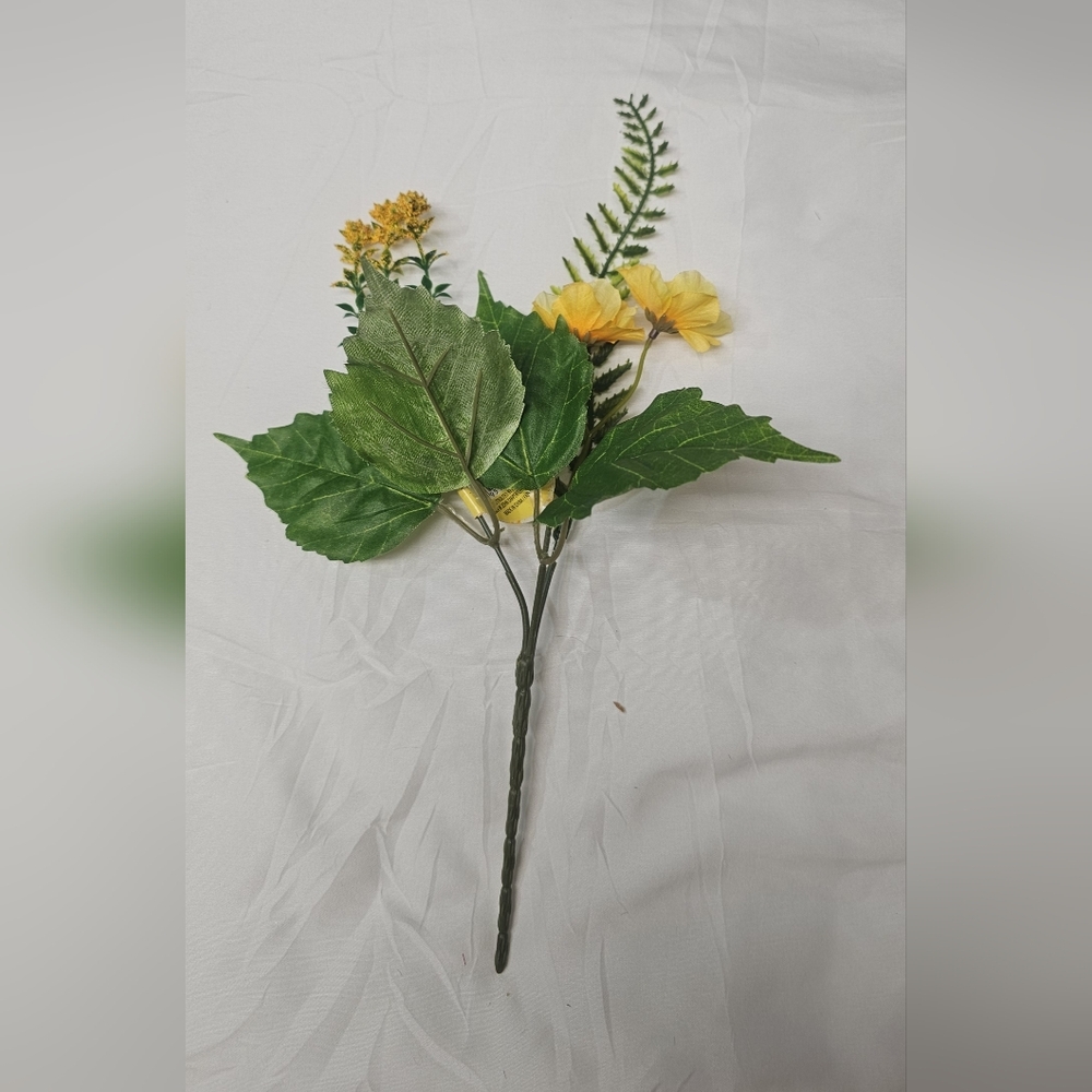 Yellow Artificial Flower Stem with Green Leaves - Home Accents